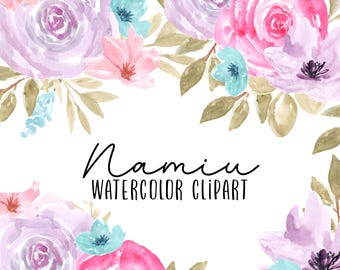 Watercolor Flower clipart - flower bouquet graphics  - commercial use