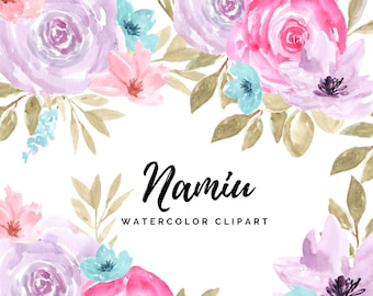 Watercolor Flower clipart - flower bouquet graphics  - commercial use