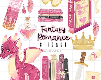 Clipart fantasy romanticismo, Clipart romanticismo drago, PNG libresco, Clipart libresco romantico download digitale Clipart fantasy drago
