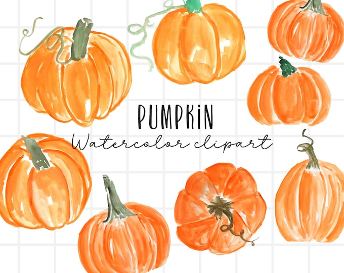 JPEG Fall Clipart - Watercolor Pumpkin Harvest Farm Halloween Autumn ...