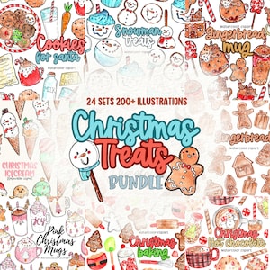 Pacote de clipart de Natal, pacote grande de clipart, clipart de férias, comida de Natal png, clipart de inverno, uso comercial