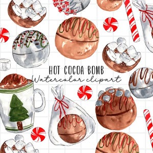 Hot chocolate bomb clip art - christmas clipart -hot coco bomb - watercolor graphics