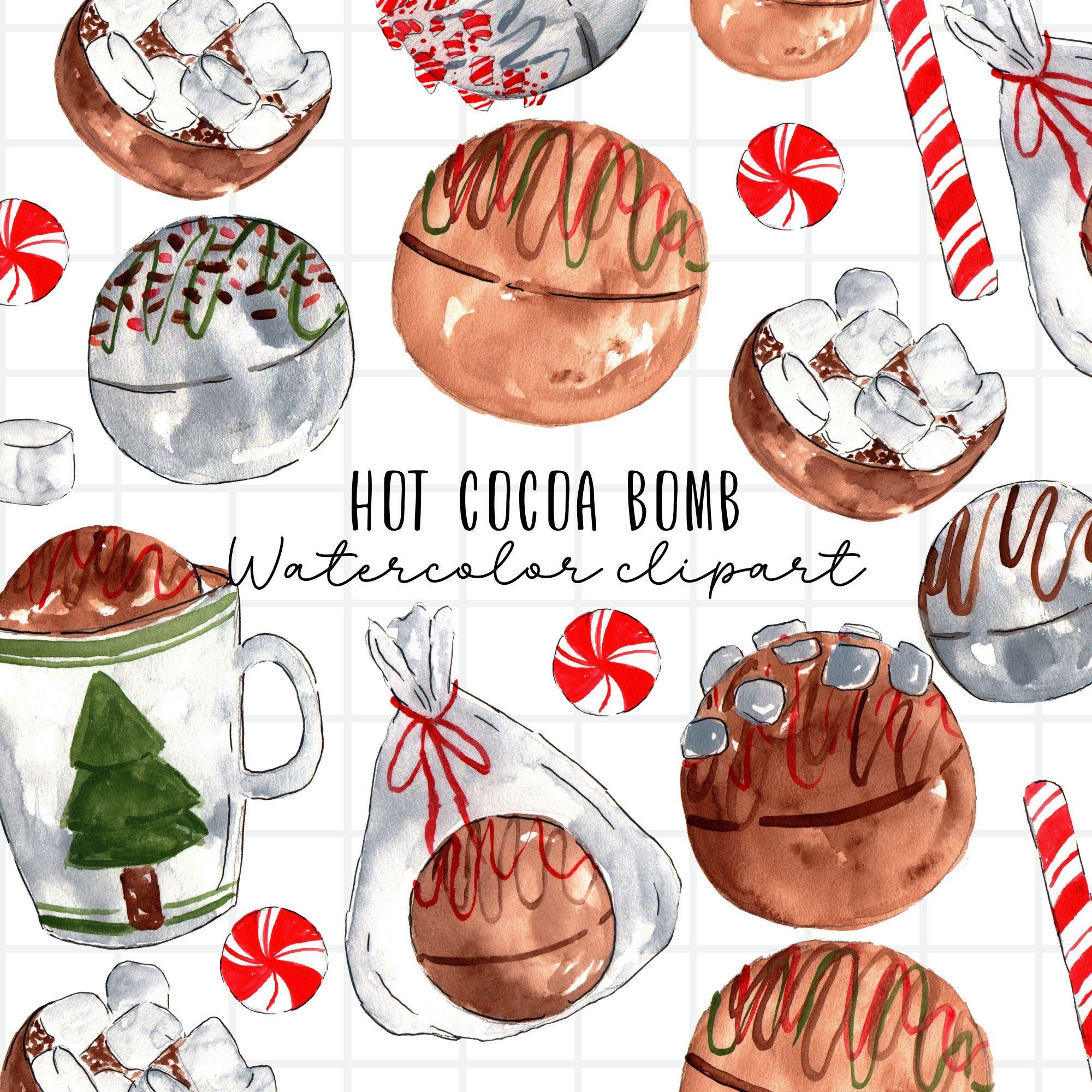 Hot chocolate bomb clip art - christmas clipart -hot coco bomb - watercolor graphics