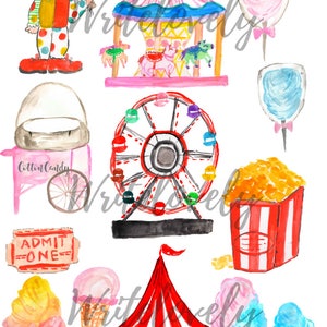 Watercolor clip art Carnival clip art Fair clip art Circus clip art Commercial Use image 2