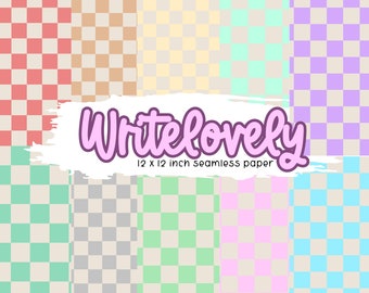 Vintage pastel checker seamless pattern digital paper 12x12 inch digital download commercial use