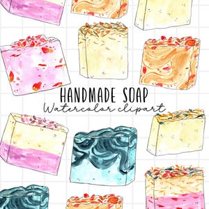 watercolor clipart - spa, soap, handmade soap, beauty product, bar of soap, soap slices, beauty handmade commercial use sublimation PNG
