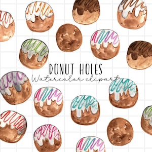 Watercolor clipart - donut hole clipart - donuts - food - pastry- commercial use