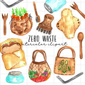 Wasserfarbe Clipart - Zero Waste, umweltfreundlich, grün, Recycling, wiederverwendbare Tasche, Tag der Erde, grünes Leben, kommerzielle Nutzung Grafiken PNG