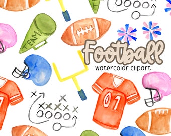 Watercolor football clipart, football, football helmet, sports png graphics, outdoor illustration commercial use