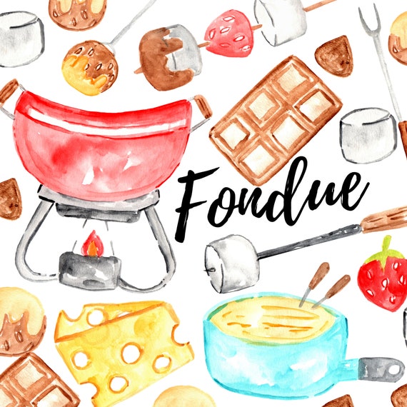 Watercolor Fondue Clipart Food Clipart Watercolor Fondue - Etsy New Zealand