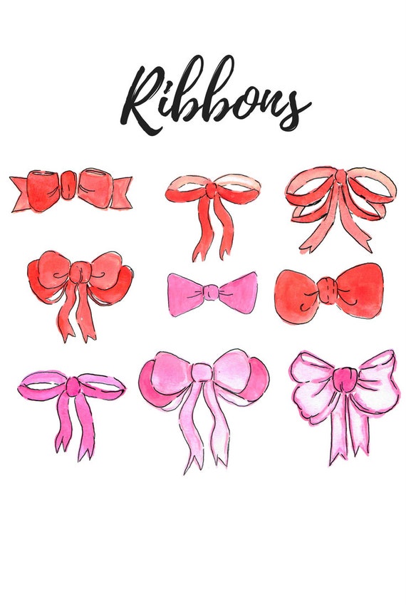 Pink and red ribbon illustration, Watercolor painting Drawing , Bow  transparent background PNG clipart