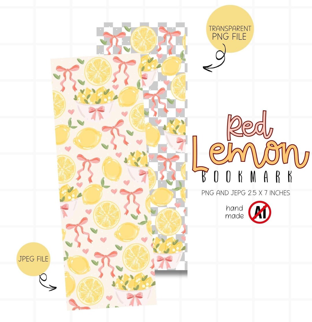 Summer Lemon Coquette Printable Bookmark PNG Digital Download - Etsy