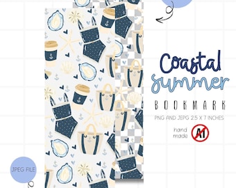 Coastal Summer Fisherman Printable Bookmark PNG Digital Download