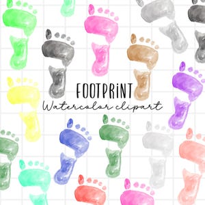 footprint clipart - childern clipart - watercolor clipart - kid clipart - Commercial Use