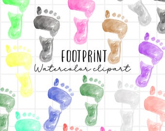 footprint clipart - childern clipart - watercolor clipart - kid clipart - Commercial Use