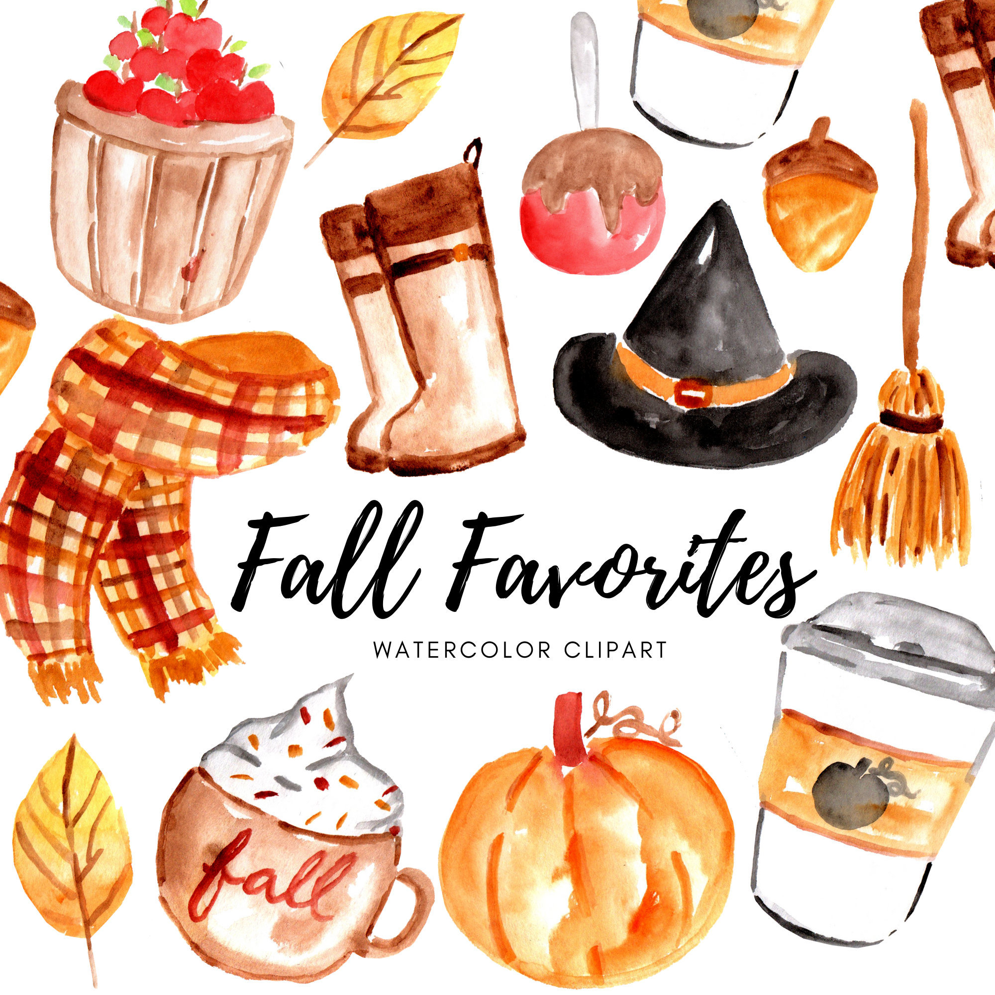 Fall Autumn Clipart Fall Favorite Clip Art Watercolor | Etsy