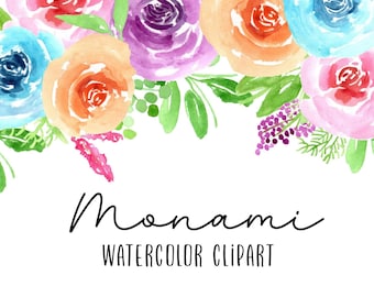 Clipart fleur aquarelle - clipart floral - graphiques aquarelles - usage commercial