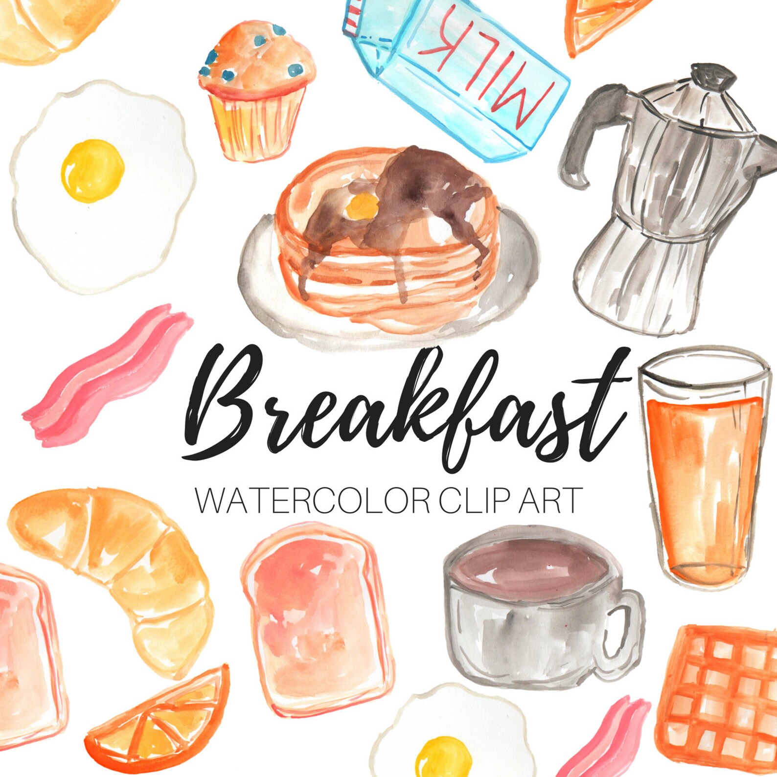 Арт бранч. Завтрак акварель. watercolor food. art бранч. итальянский завтрак акварель.