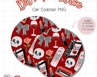 Podkładka samochodowa Dark Romance, Podkładka samochodowa Dark Romance PNG Sublimacja, Akcesorium samochodowe dla miłośnika książek, Prezent dla miłośnika samochodów, Grafika Dar Romance