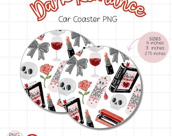 Dark Romance Car Coaster, Bookish Dark Romance PNG, Book Lover Car Coaster, Book Lover Coaster Graphics Sublimation Digital Download