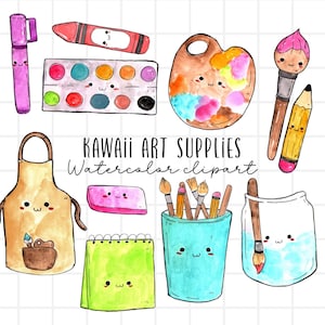 Niedliche kawaii Aquarell Clip Art - Kunstzubehör - PNG Illustrationen für den kommerziellen Gebrauch