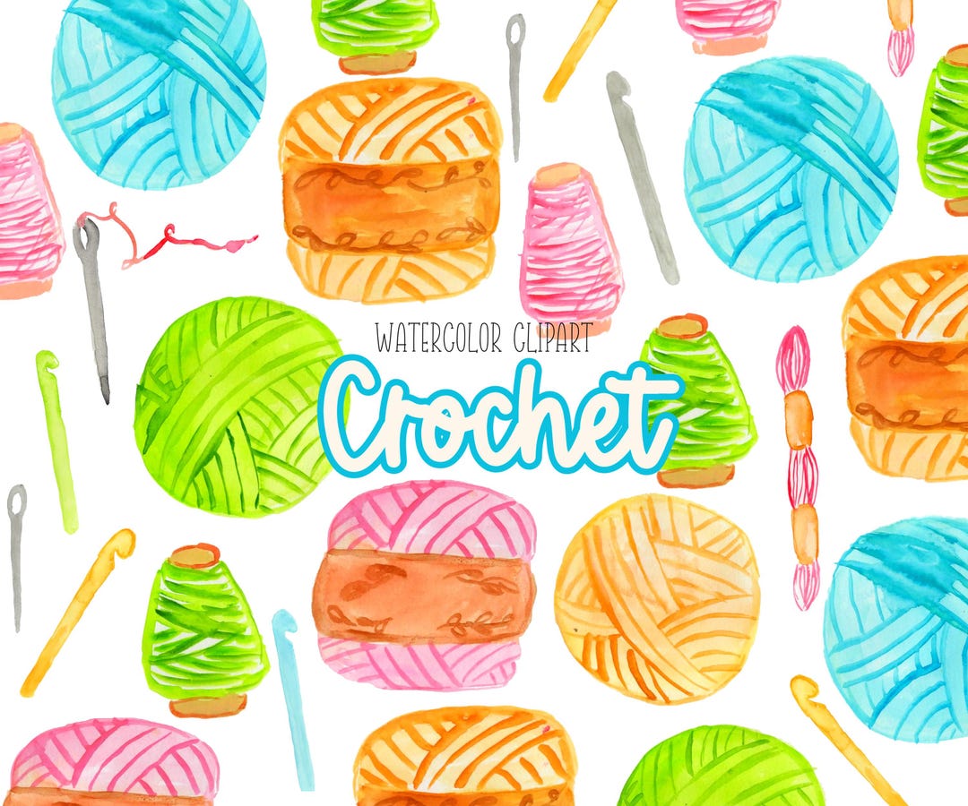 Crochet Clipart - Knitting Clipart - Watercolor Clipart - Crafting ...