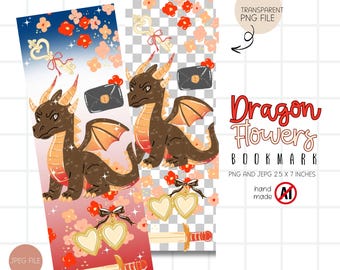 Romantasy Dragon PNG Bookmark Printable, Fantasy Reader Gift Digital Download