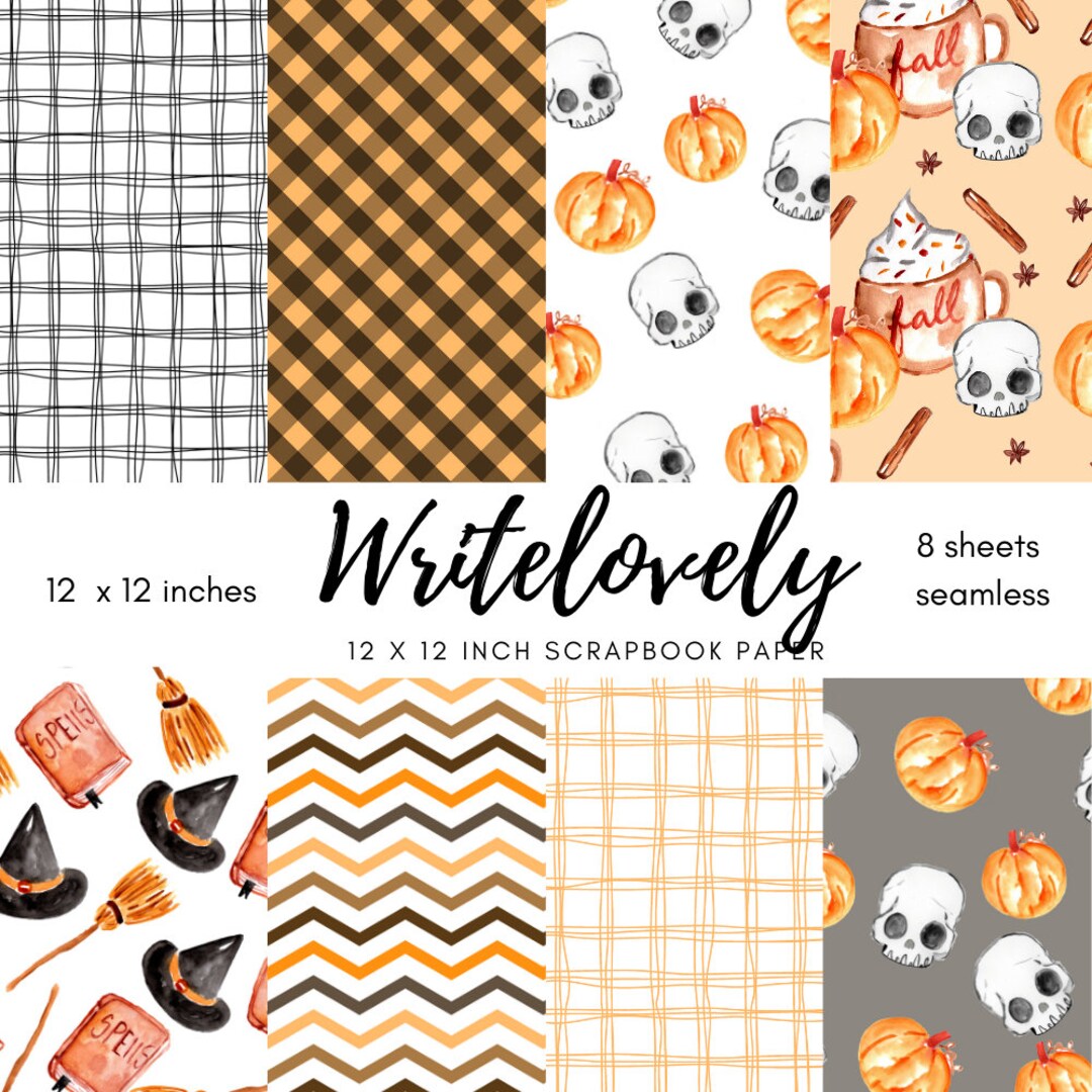 Fall Halloween Scrapbook Paper - Digital Paper - Commercial Use - Etsy