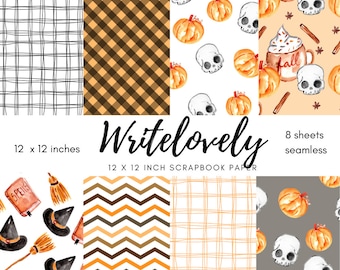 Fall halloween scrapbook paper - digital paper - commercial use