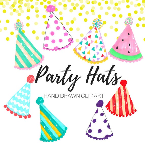 Party Hut Clipart Geburtstag Clipart Handgezeichnete Etsy