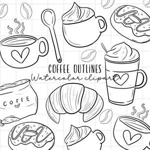 Coffee clipart - doodle clip art - digital stamp - food - drink graphics - commercial use