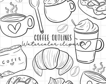 Coffee clipart - doodle clip art - digital stamp - food - drink graphics - commercial use