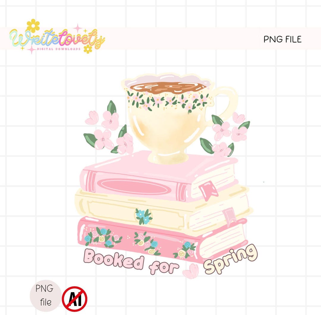 Booked for Spring, Spring Reader PNG, Bookish Sticker, Bookmark Design ...
