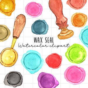 Aquarel clipart - lakzegel clipart - stationaire clipart - mail illustratie - commercieel gebruik