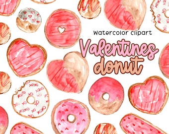 Valentines day donut clipart - vday - food graphics - dessert - digital download