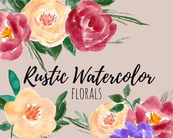 Watercolor Flower Clip Art - Rustic Clip Art -Watercolor Florals - Wedding Invites - Commercial Use