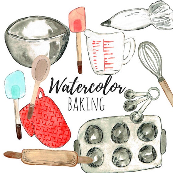 Backen Clipart Kochen Clipart Essen Clipart Aquarell Etsy