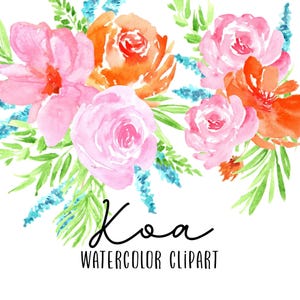 Watercolor clipart - flower clip art - summer floral clip art illustration - commercial use