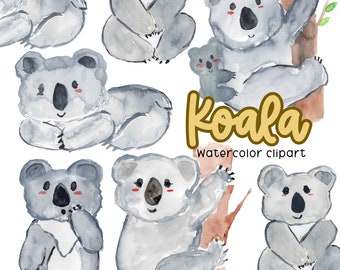 Koala clipart - watercolor clipart animal graphics - digital sticker - Commercial Use