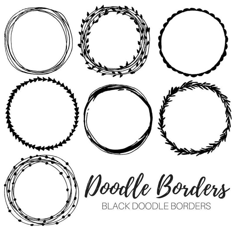 Doodle Circle Border Circle Clip Art Hand Drawn Doodle Clip Art Commercial Use image 1