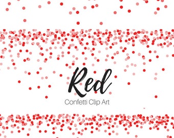 Red Confetti clip art -Confetti Paper - Ombre Border - Confetti Clip Art - Card Making Supplies - Commercial Use