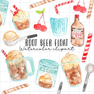 Watercolor clipart, root beer float, soda, ice cream, summer treat,summer food, ice cream float, root beer soda, commercial use