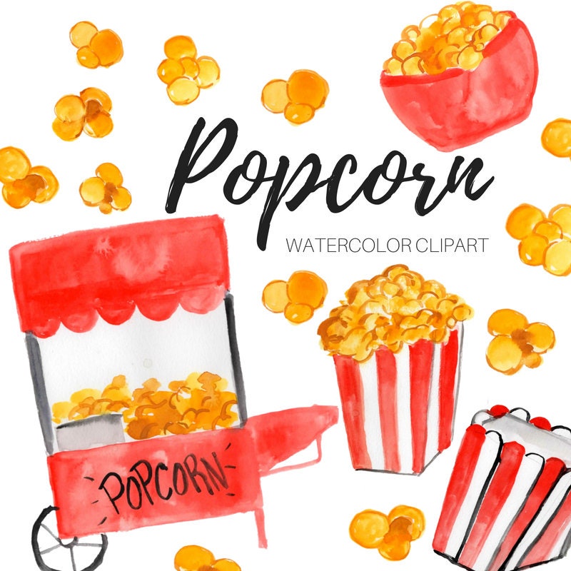Popcorn Clipart Food Clipart Carnival Clipart Watercolor Etsy UK