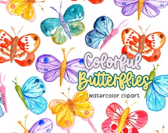 watercolor butterfly clip art, animal insect bug graphics PNG files for commercial use