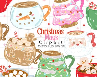 Christmas Hot Chocolate Clipart, Hot Cocoa PNG, Hot Cocoa Clipart, Digital Download