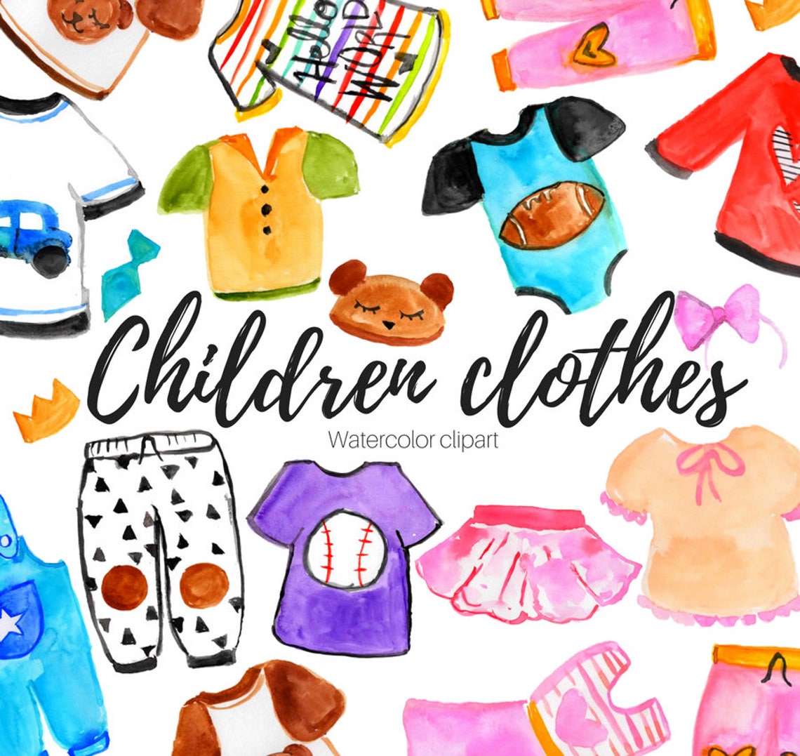 Watercolor Clipart Childern Clipart Kids Clipart Fashion - Etsy