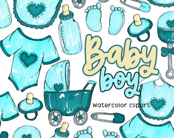 Baby Shower Clip Art - Baby Clip Art - Baby boy Clip Art - Hand Drawn - Nursery clip art - Commercial Use