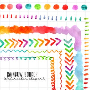 Watercolor rainbow border clip art - border clipart - frame graphics - commercial use