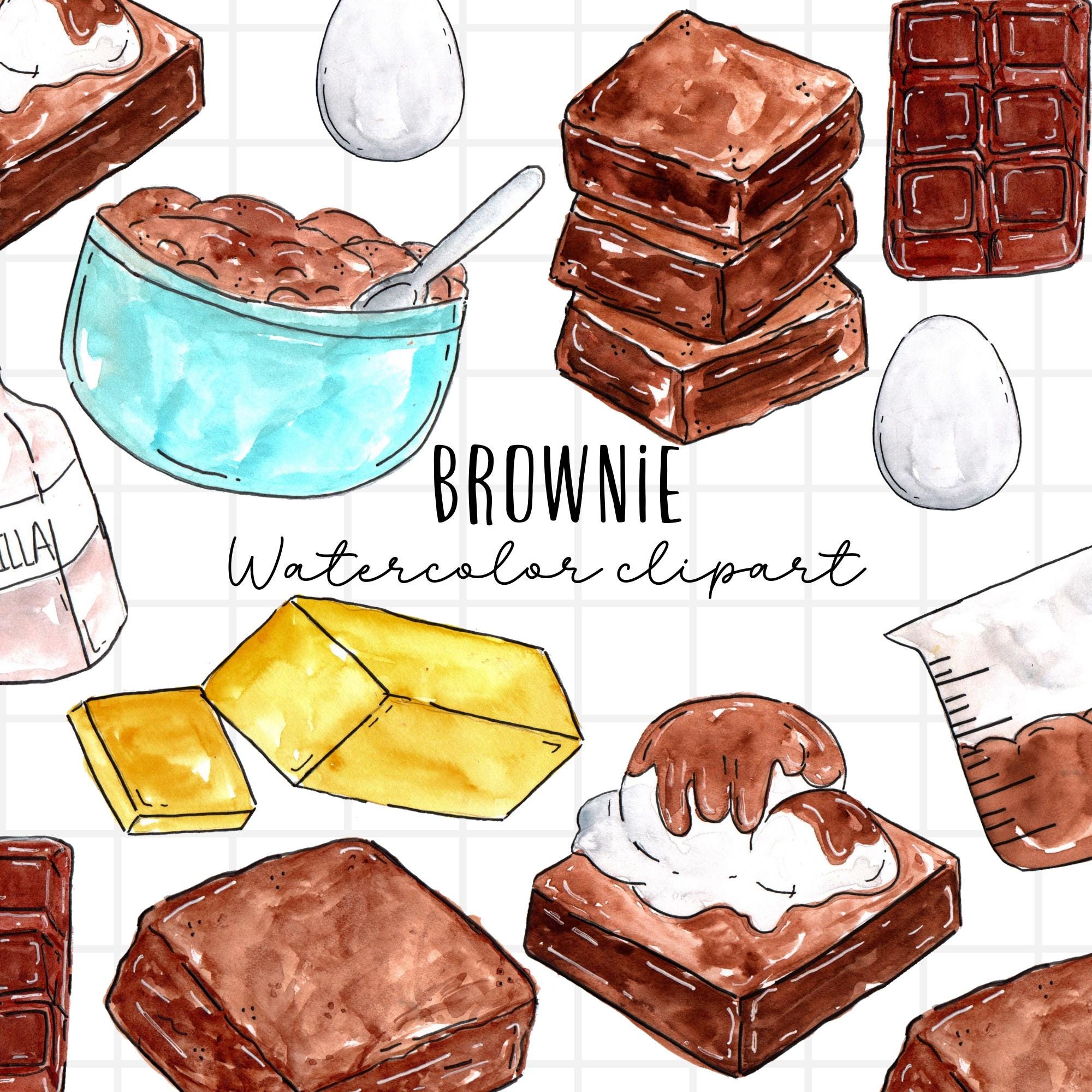 Watercolor Brownie Dessert Clipart, 11 Baking Graphics in Png Format,  Digital Download Commercial Use - Etsy, image size:2000x2000