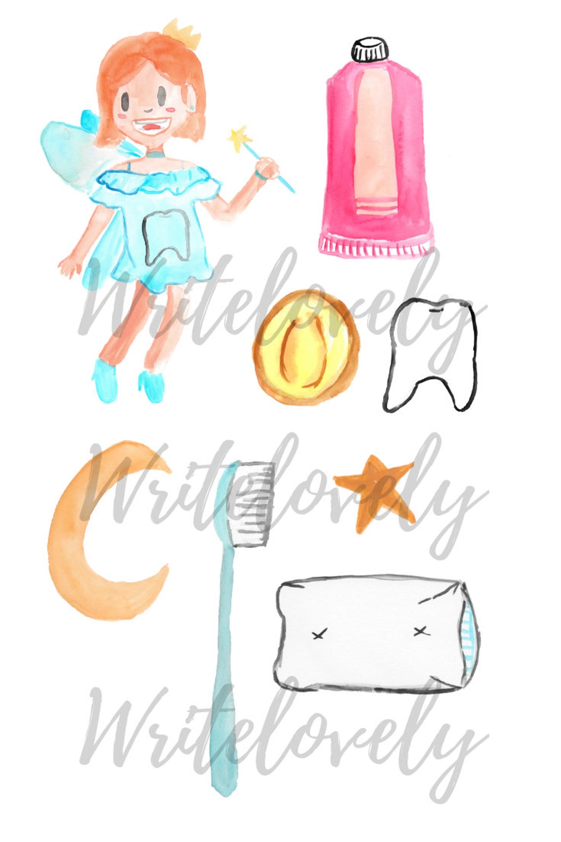 Tooth Fairy Clipart Watercolor Clipart Childern Clipart - Etsy